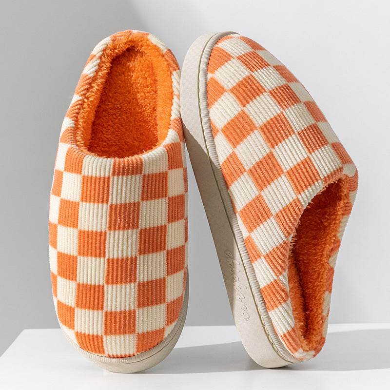 Gradient Slippers Plush Winter Shoes Women House Bedroom Slippers - Mubimart