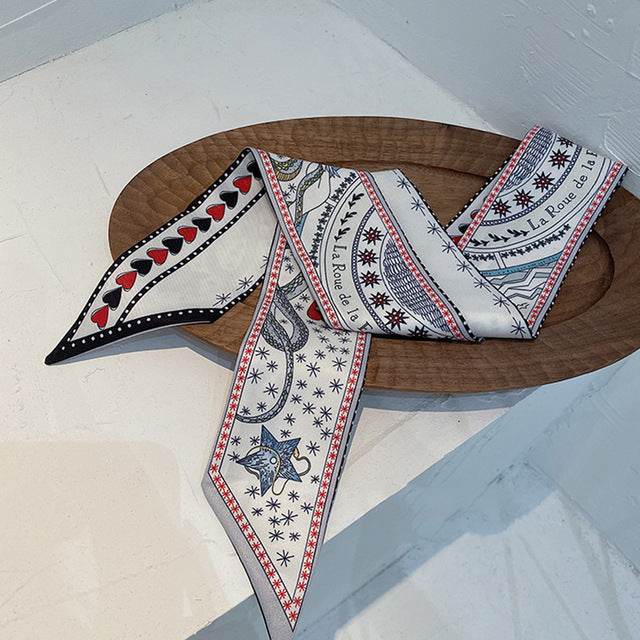 Slender And Narrow Scarves, Retro French Ribbon - Mubimart