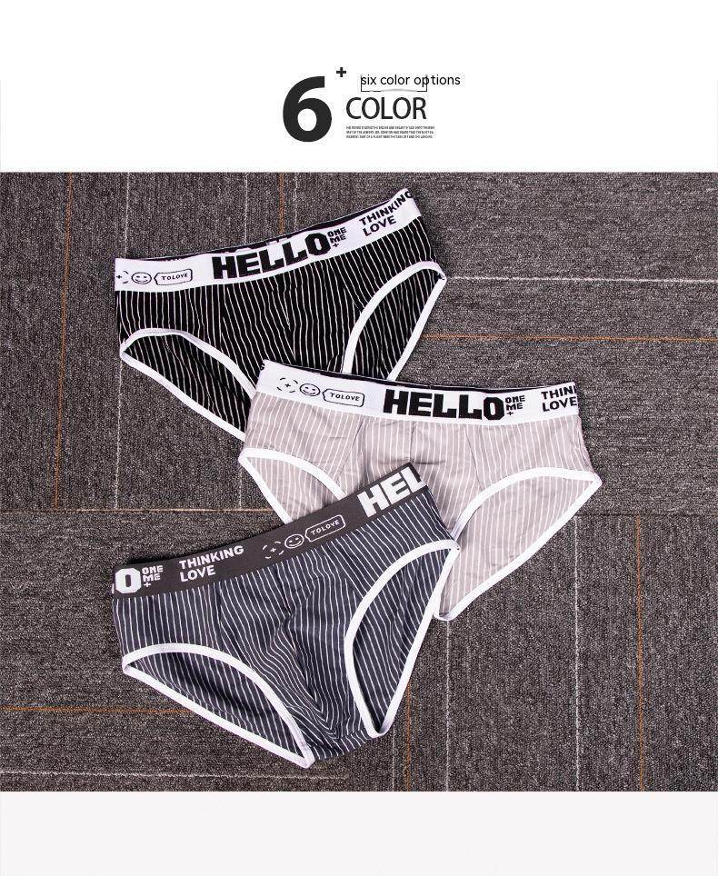 Striped Cotton Triangle Men's Briefs Low Waist Breathable Men's Underwear Briefs - Mubimart
