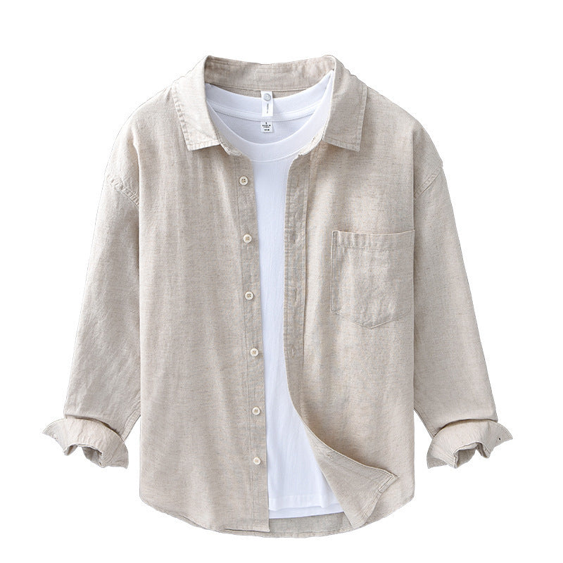 Long LinenMens Linen Shirts Sleeves Casual All-matching Cotton Linen Shirt