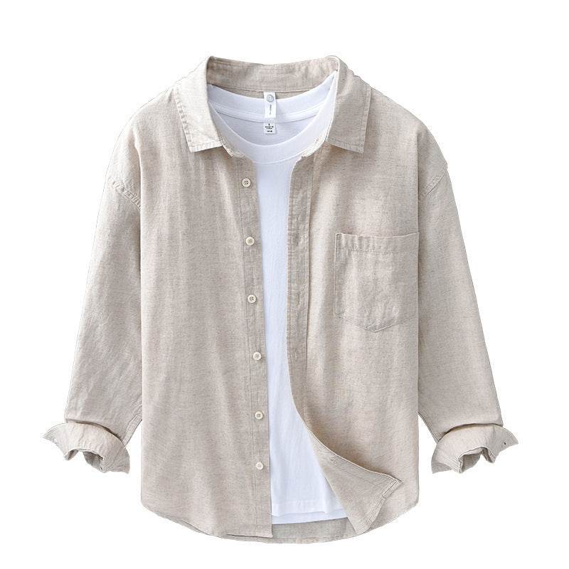 Long LinenMens Linen Shirts Sleeves Casual All-matching Cotton Linen Shirt - Mubimart