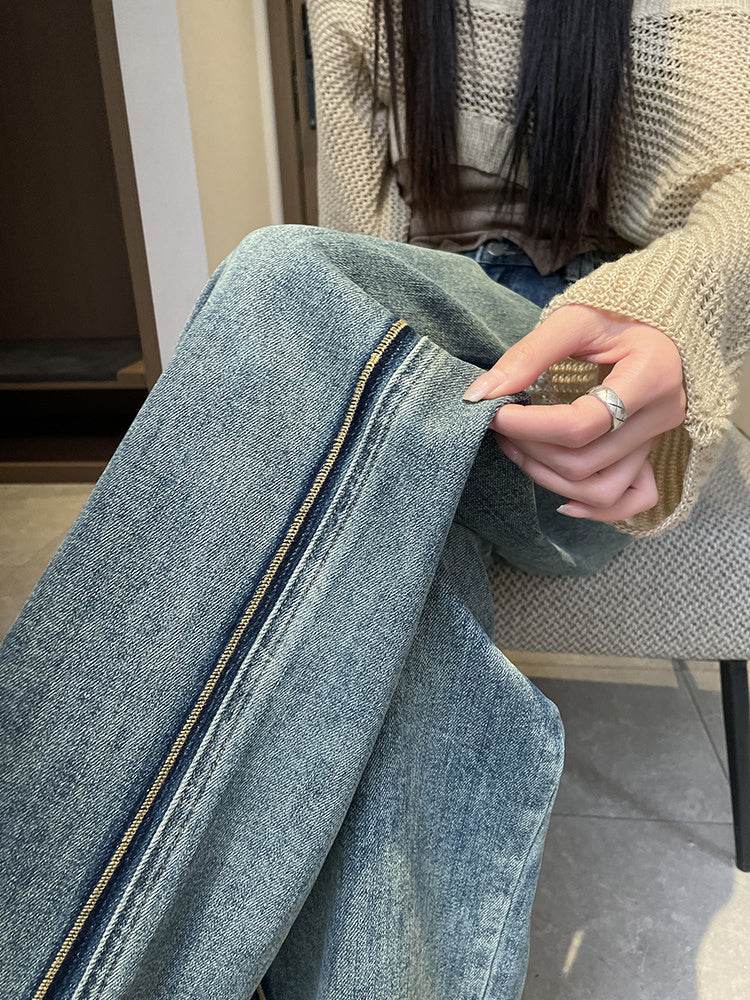 Wide Leg Jeans Women Design Sense High Waist - Mubimart