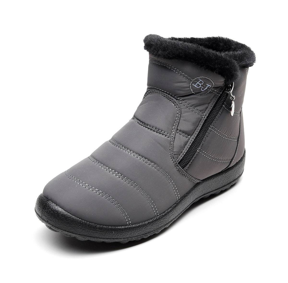 Side Zipper Mid-calf Widened Waterproof Plus Size Snow Boots - Mubimart