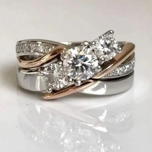 Creative Female Zircon Color Separation Ring