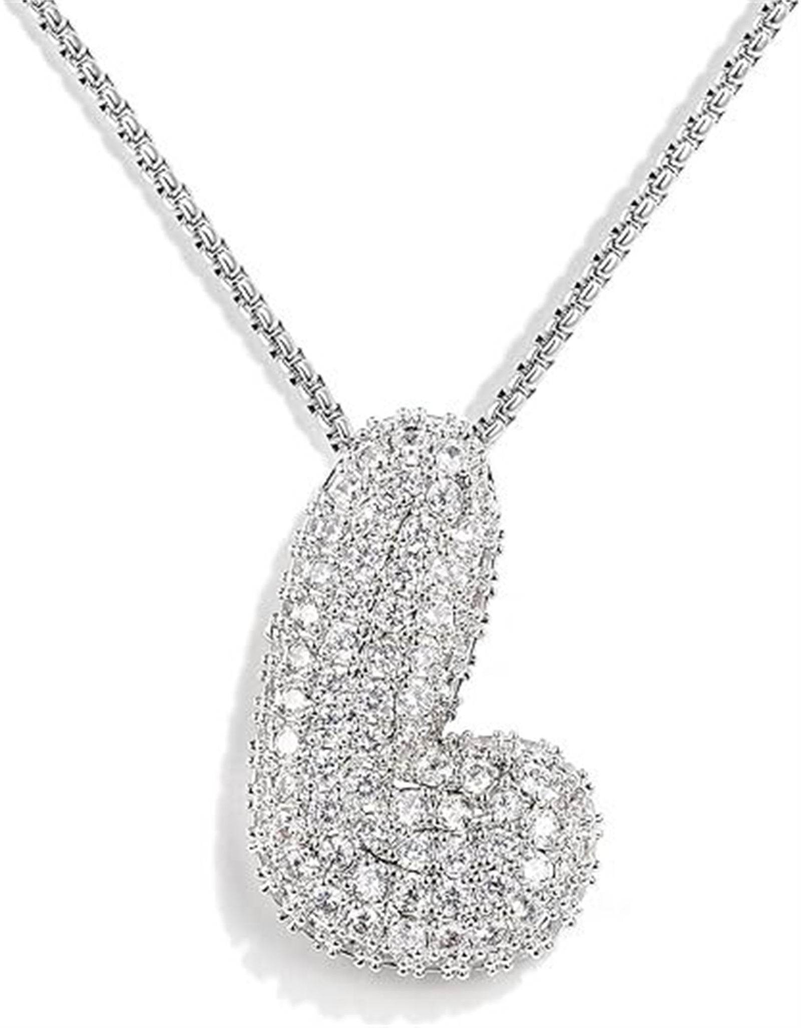 Brass Zircon Balloon English Letter Necklace - Mubimart