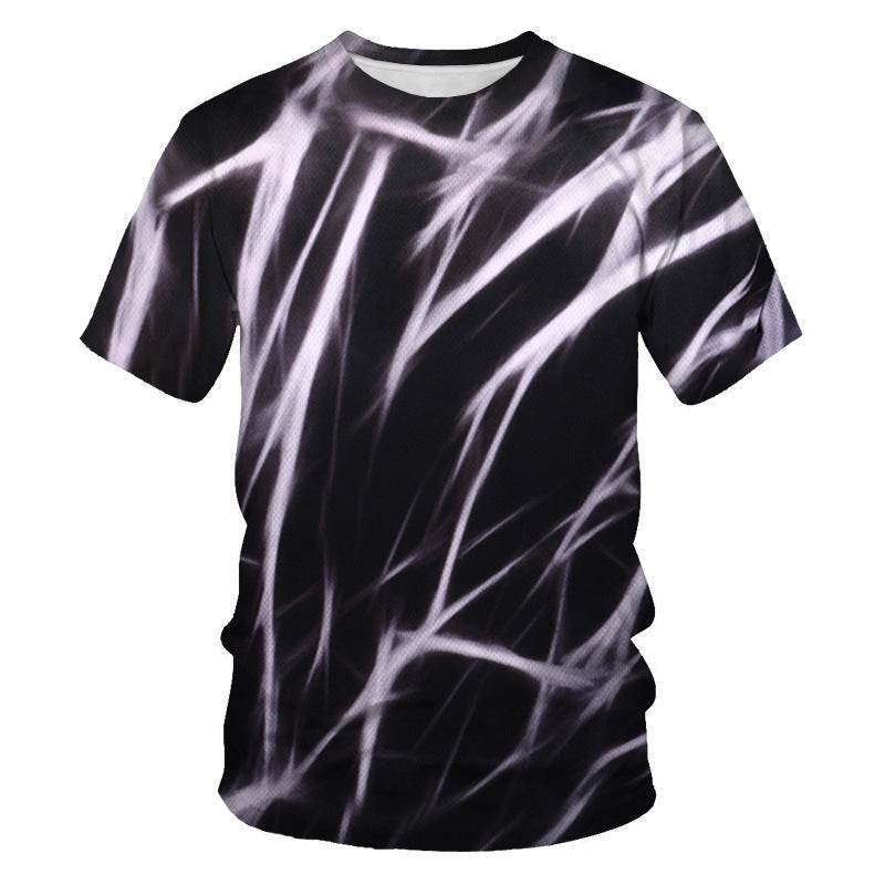 Mens Fashion Casual Digital Print Crew Neck T-shirt - Mubimart