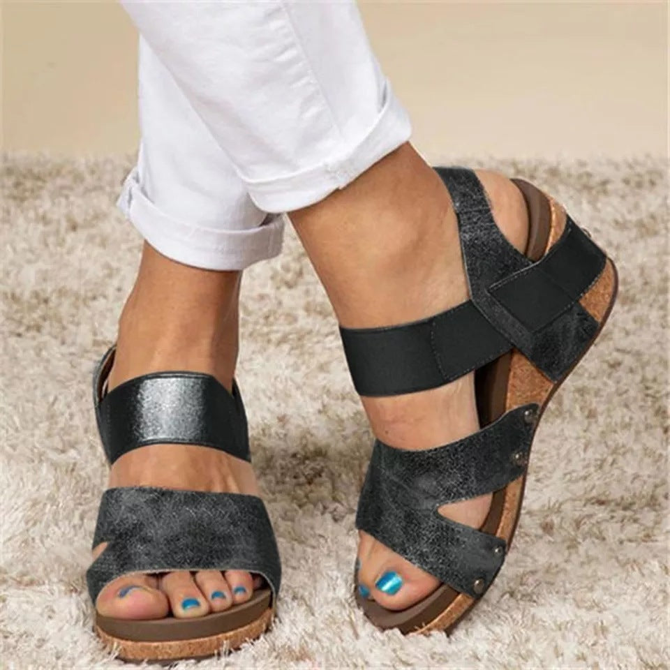 New Summer Women's Shoes Large Size Wedge Sandals High Heels