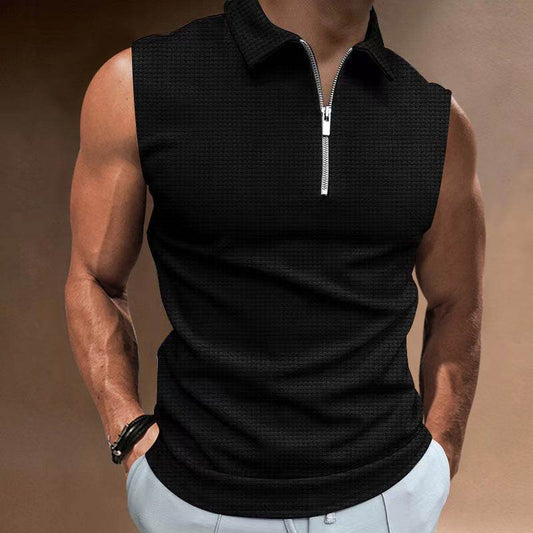Men's Fashion Casual Solid Color Lapel Undershirt - Mubimart