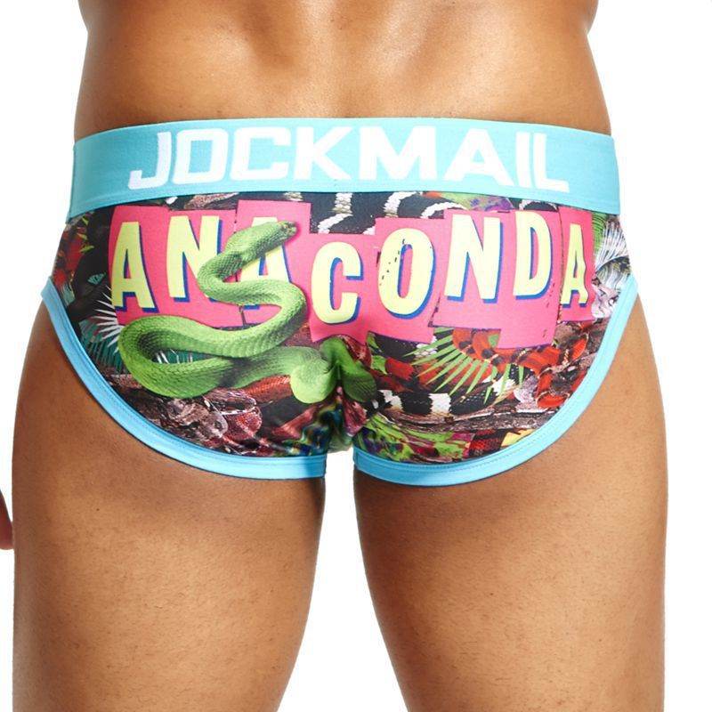 Men's Low Waist Printed Briefs - Mubimart