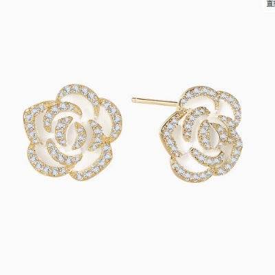 Rose Temperament Stud Earrings For Women - Mubimart