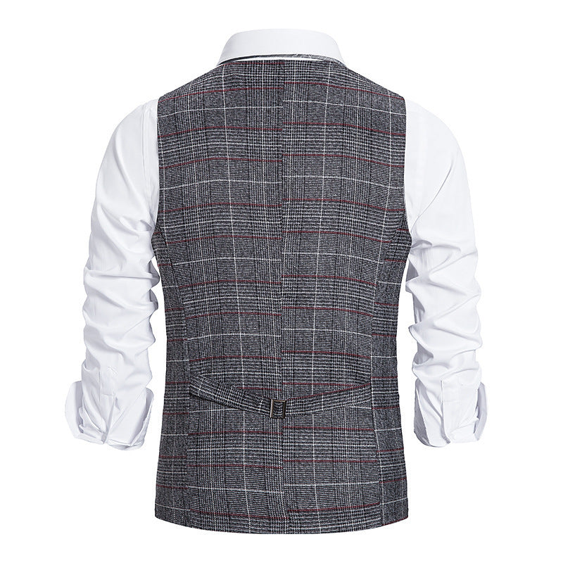 Men's Plaid Single Breasted Vest Style Suit