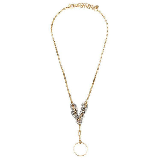Sexy Chain Necklace Punk Exaggerated Sweater Chain Double Ring Pendant Necklace Men And Women Clavicle Chain - Mubimart