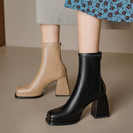 Women's High Heel Elastic Booties - Mubimart
