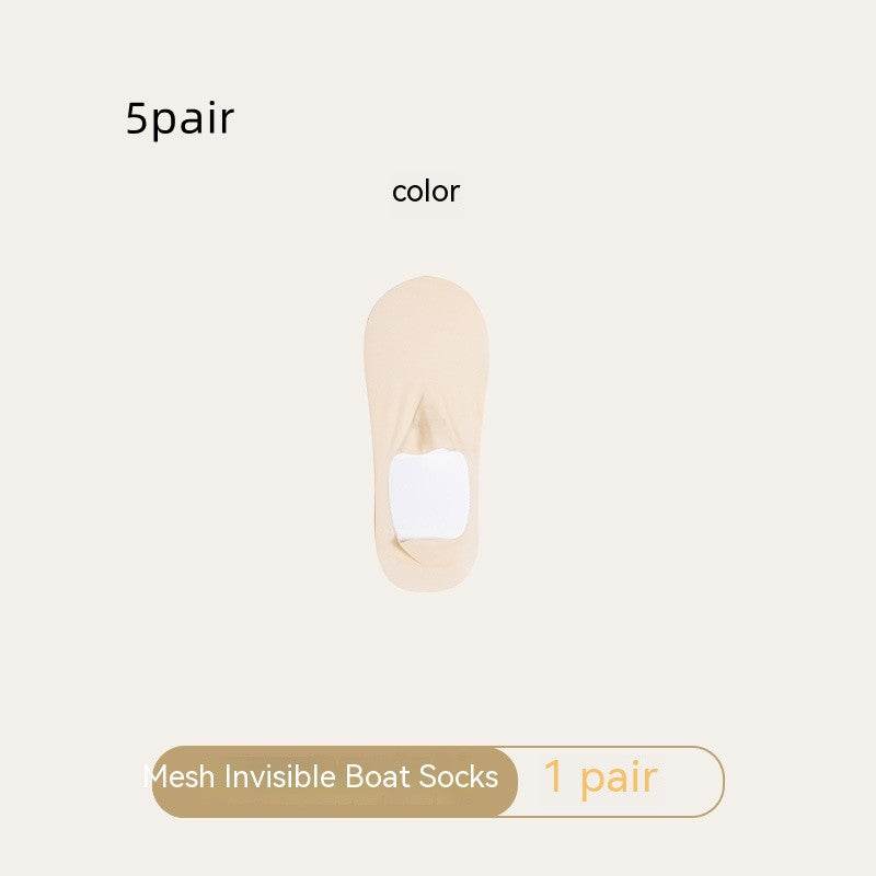 Women's Mesh Boat Socks Summer Thin Cotton Bottom Non-slip Tight Ice Silk Arbitrary Cut Women's Low Cut Invisible Socks - Mubimart