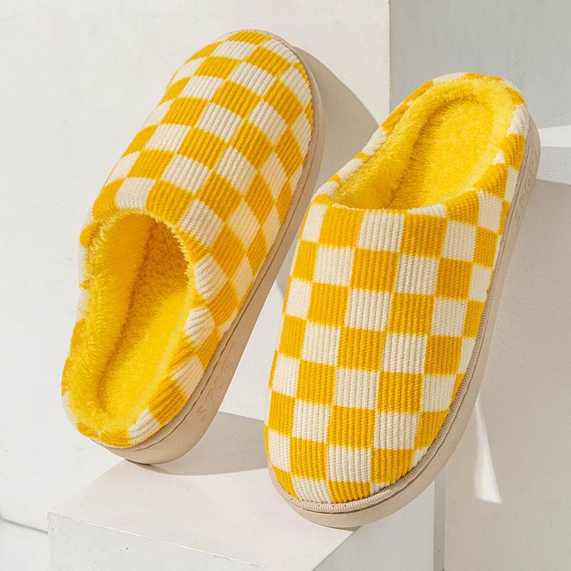 Gradient Slippers Plush Winter Shoes Women House Bedroom Slippers - Mubimart