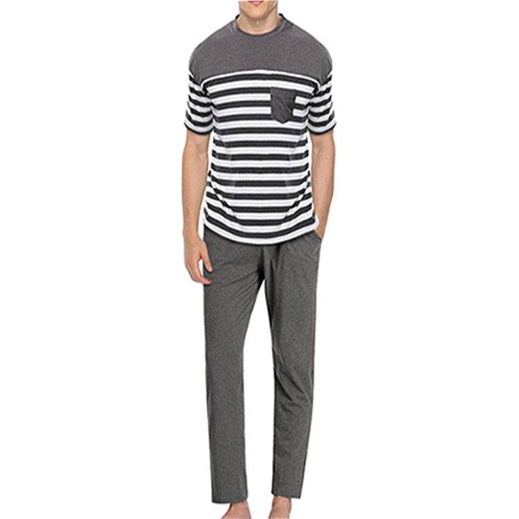 Men's Loungewear Striped Suit Short-sleeved Trousers - Mubimart