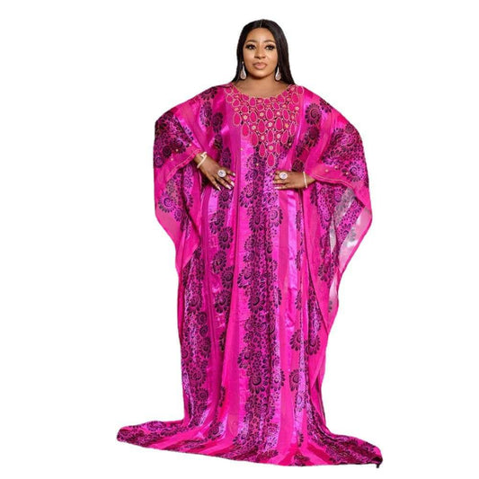 Women's Robe Chiffon Rhinestone Plus Beads Stretch Dress - Mubimart