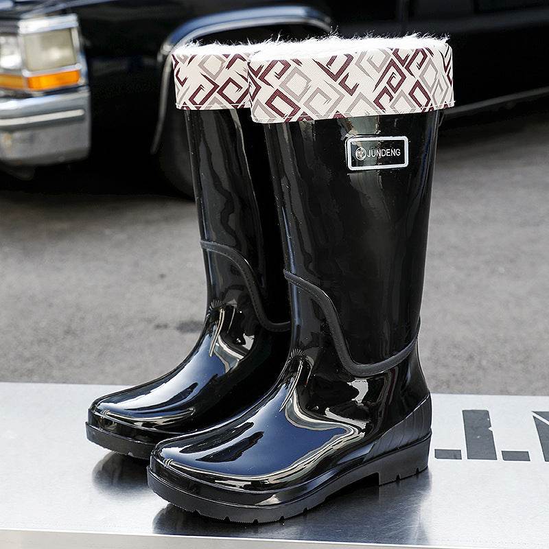 Adult High-top Women's Rain Boots Non-slip Waterproof Kitchen Work PVC Water Shoes Women - Mubimart