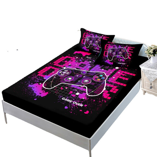 Fitted Sheet Duvet Cover Three-piece Gamepad Cool Mattress Cover