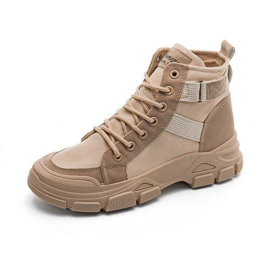 Martin Boots Female Student All-matching Knight Short High-top Booties Chic Canvas Shoes - Mubimart