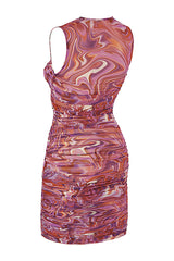 Printed Halter Nightclub Prom Dress - Mubimart -  