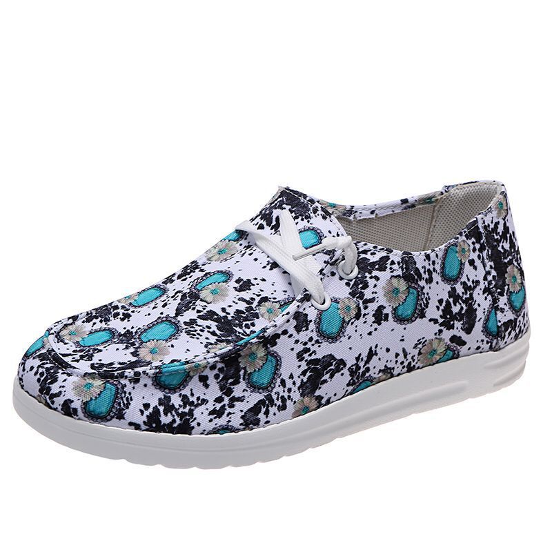 Loafers Dames Zonnebloem Print Flats Casual Canvas Schoenen Zonder veter Luie Schoenen