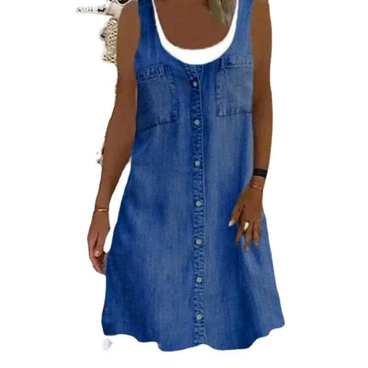 Round Neck Halterneck Plus Size Casual Dress - Mubimart