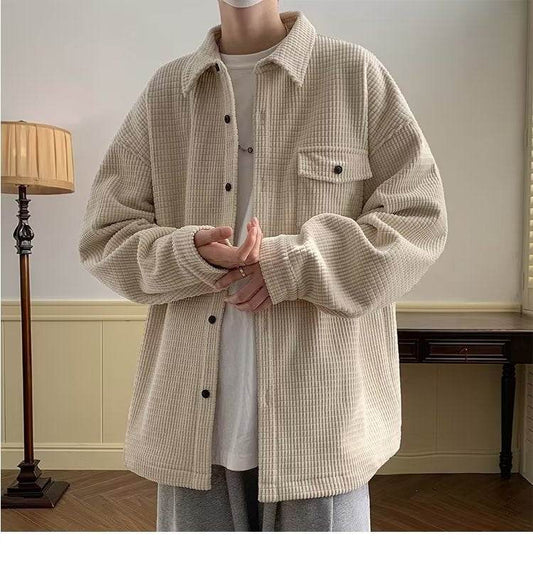 Corduroy Shirt Men's Warm Jacket Casual Shirt - Mubimart
