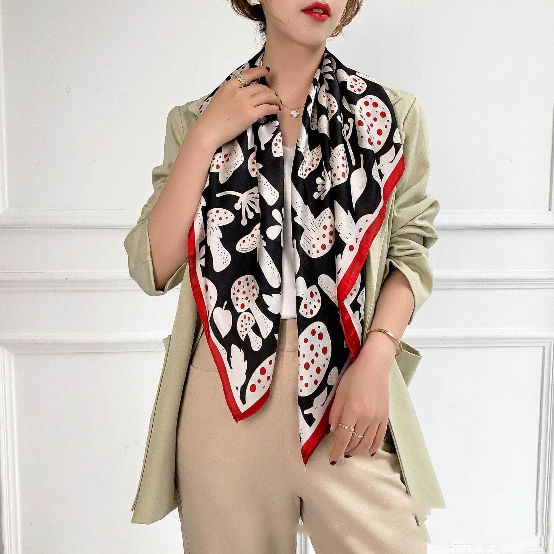 Fashion Silk Scarves Female Printing Hijab - Mubimart