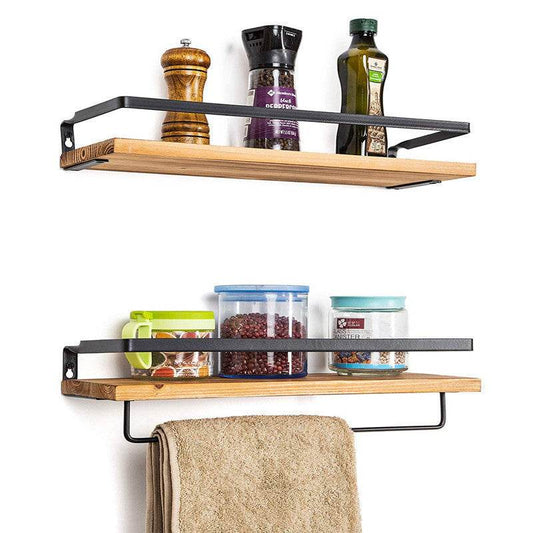 Suspended Wall Shelf Wooden Floating Shelf Bathroom Storage Shelf Kitchen Living Room Wall-mounted Partition - Mubimart