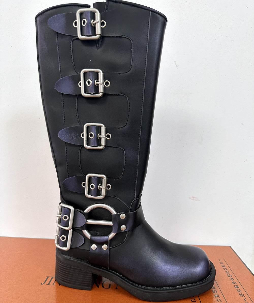 Widened Large Size Boots Square Toe Below The Knee Boots - Mubimart