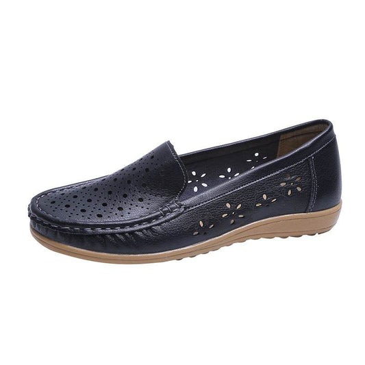 Women Loafers Hollow Out Breathable Anti Slip Flats Shoes - Mubimart