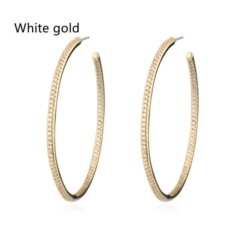 Creative Sparkling Zircon Hoop Earrings - Mubimart