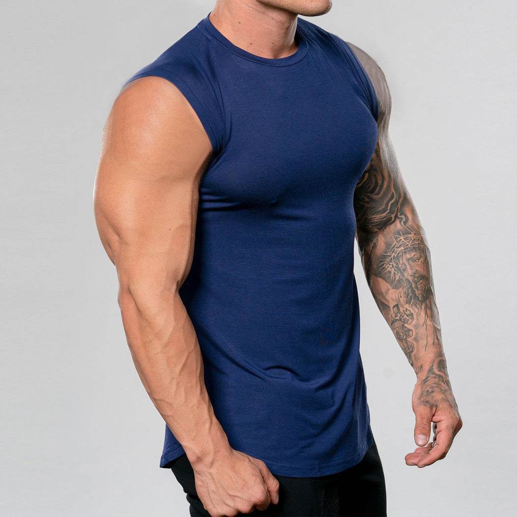 Summer New Muscle Fitness Brother Sports Undershirt Men Running Training Tops - Mubimart