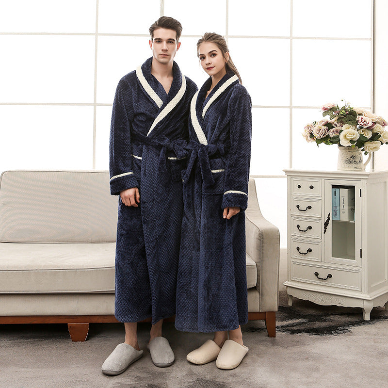 Women Pajamas Couple Gown Bathrobe Winter Robe - Mubimart - Robe 