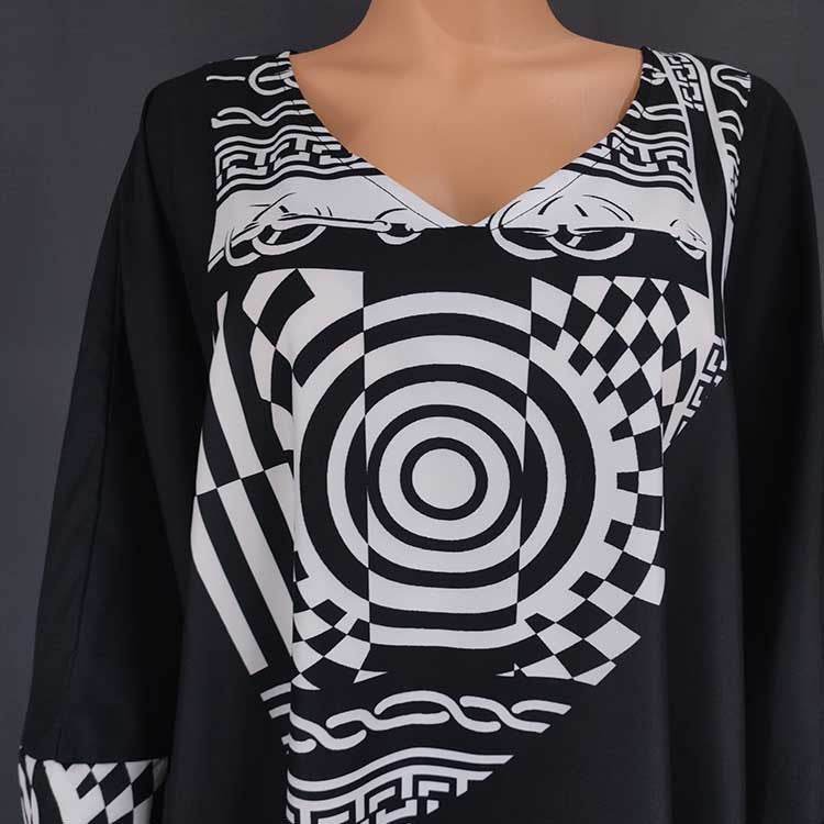Women's Middle East Plus Size Robe Printed Loose Maxi Dress - Mubimart