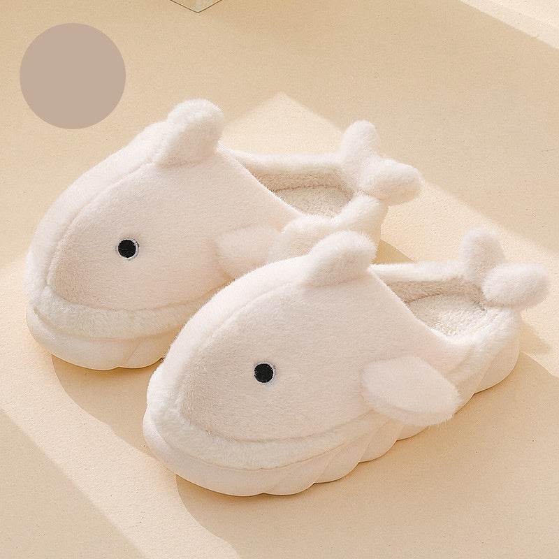 Shark Slippers Soft Sole Furry Shoes Home Bedroom Slippers Women - Mubimart