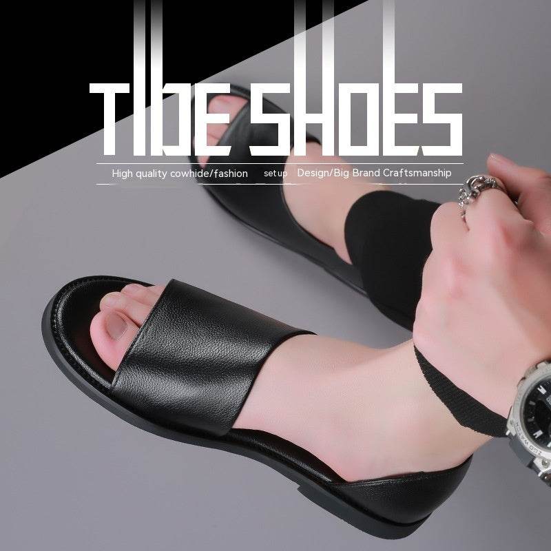 Men's Outdoor Wear Leather Sandals - Mubimart
