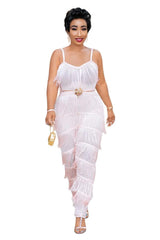 Plus Size Suspenders Women's Fringed Jumpsuit - Mubimart -  