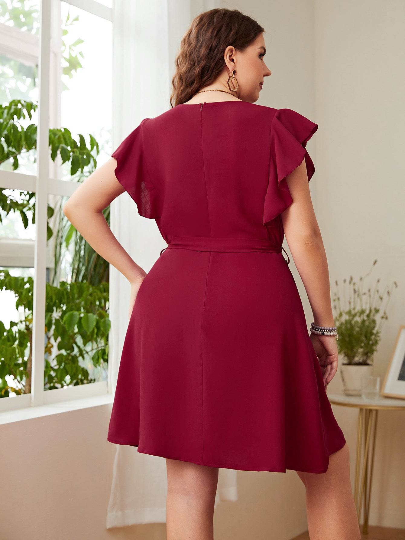 Summer Plus Size Ladies Deep V Party Dresses - Mubimart