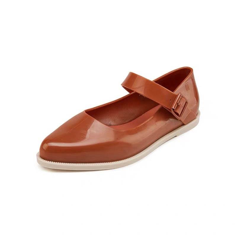 Pointed Toe Color-block Buckle Flat Women's Shoes - Mubimart
