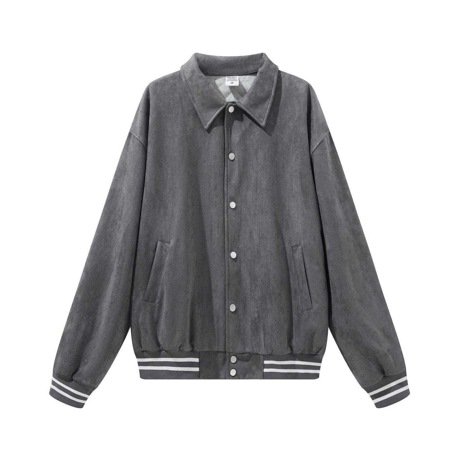 Fashion Loose Suede Lapel Jacket Bomber - Mubimart