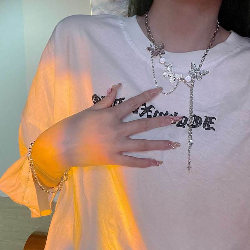 Cross Necklace Women Sweater Chain Sweet - Mubimart