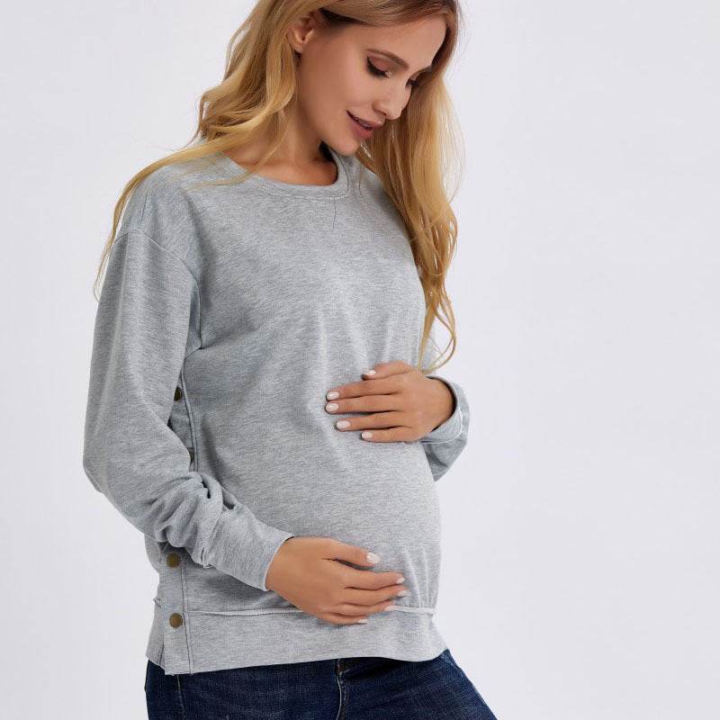 Autumn And Winter New Long Sleeve Maternity Clothing Loose Sweater - Mubimart