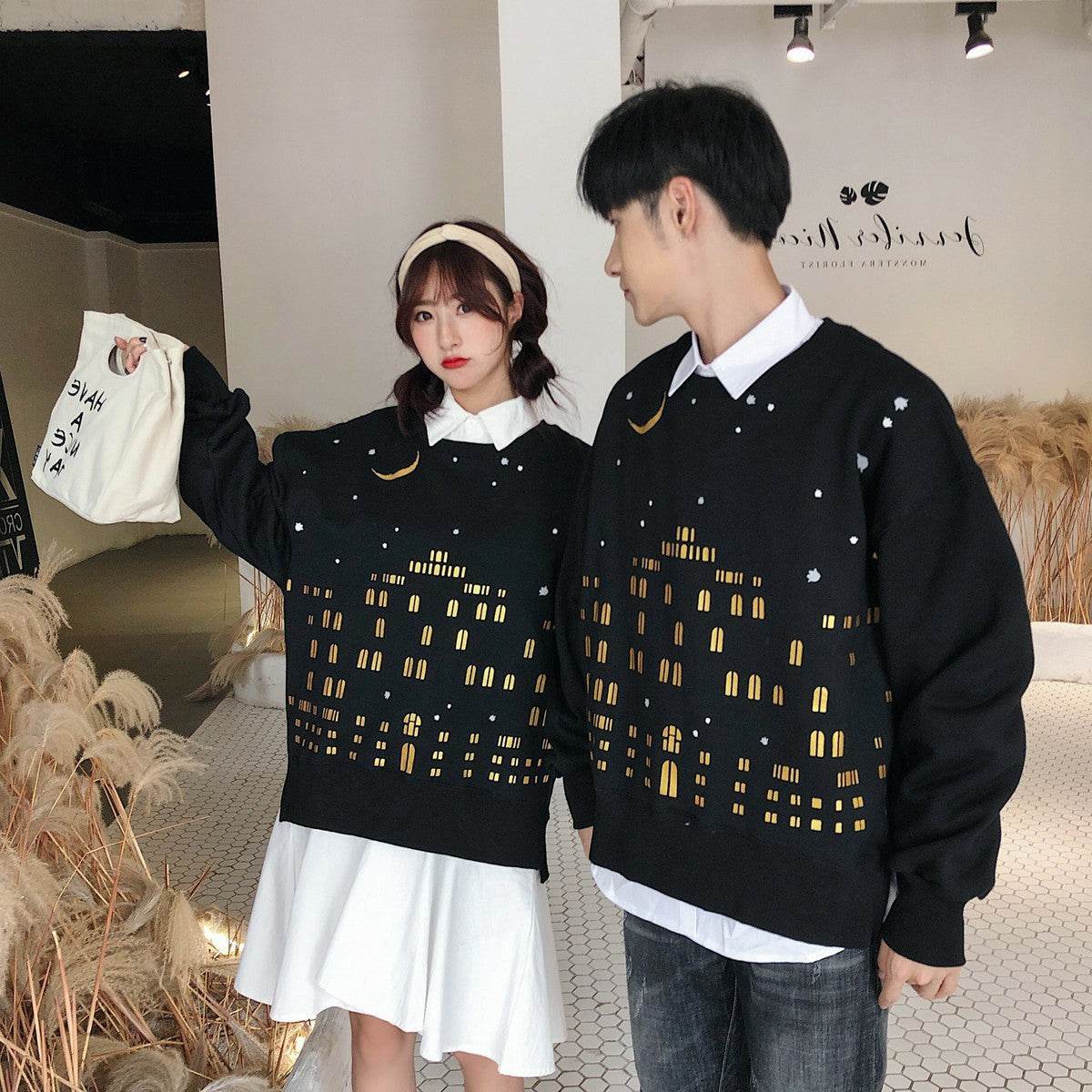 Coat Constellation Loose Plus Size Sweatshirt - Mubimart