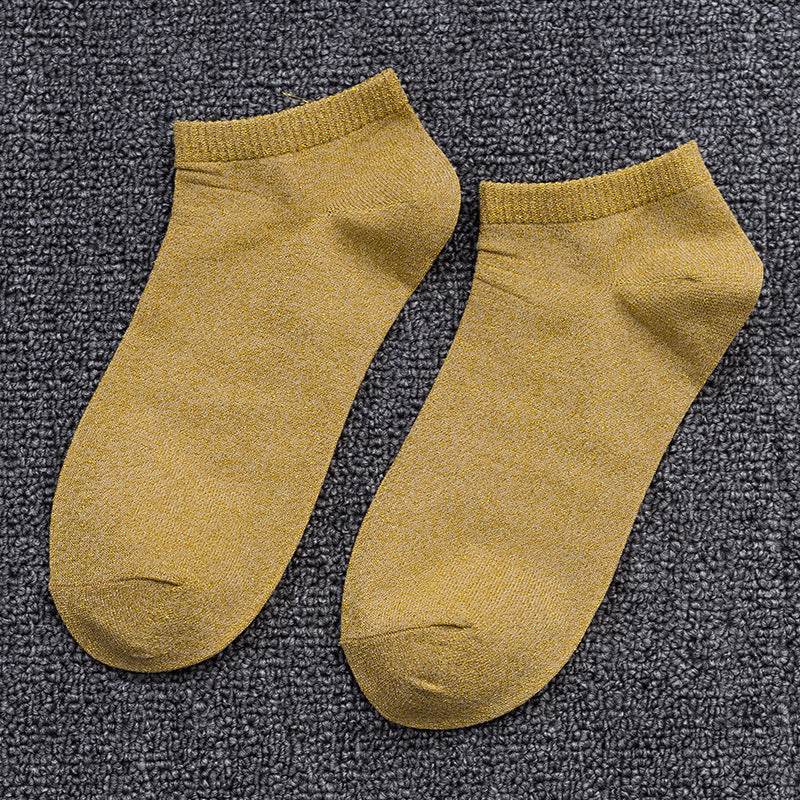 Spring And Summer New Japanese Socks Women's Low-cut Liners Socks Gold And Silver Silk Women's Thin Socks - Mubimart
