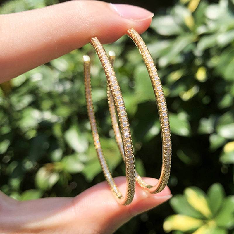 Creative Sparkling Zircon Hoop Earrings - Mubimart