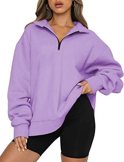 Women Sweatshirts Zip Turndown Collar Loose Casual Tops Clothes - Mubimart