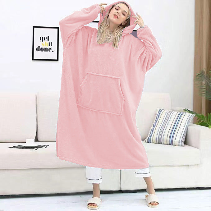 Couple Nightgown Double-sided Flannel Plus Long Hooded Nightgown - Mubimart -  