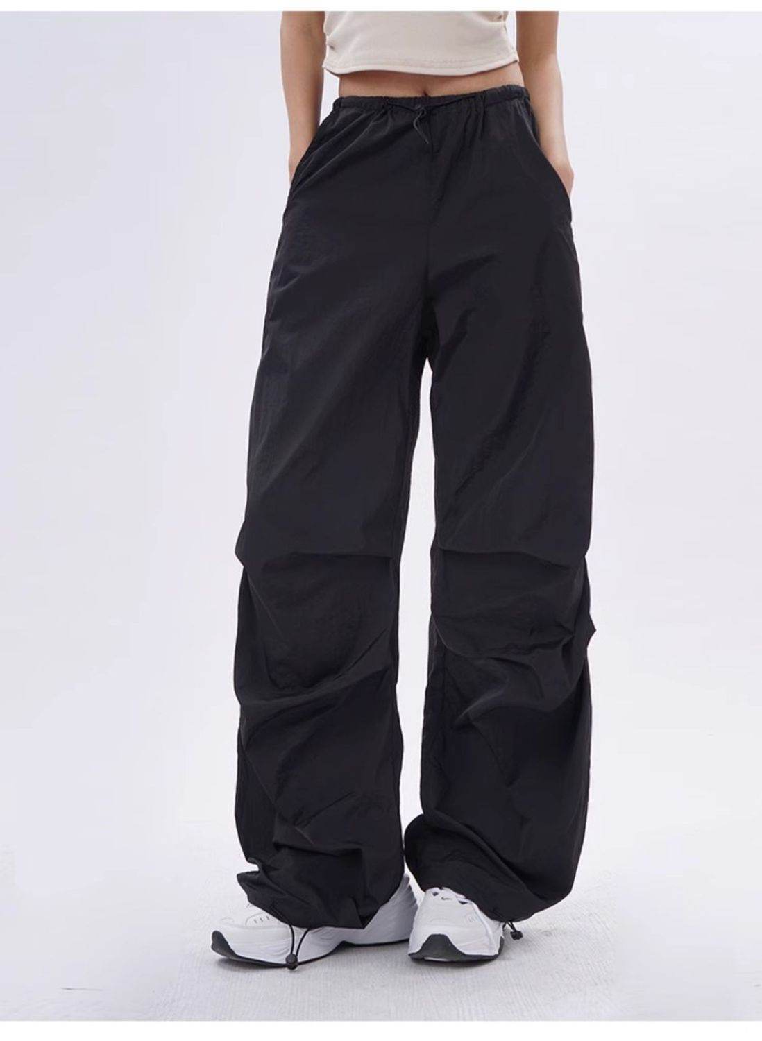 Design Sense Pleated Drawstring Casual Jogger Pants - Mubimart
